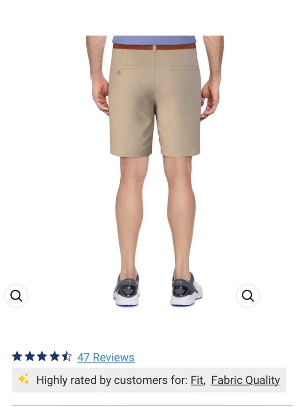 PGA Tour Khaki Flat-Front Performance Golf Shorts